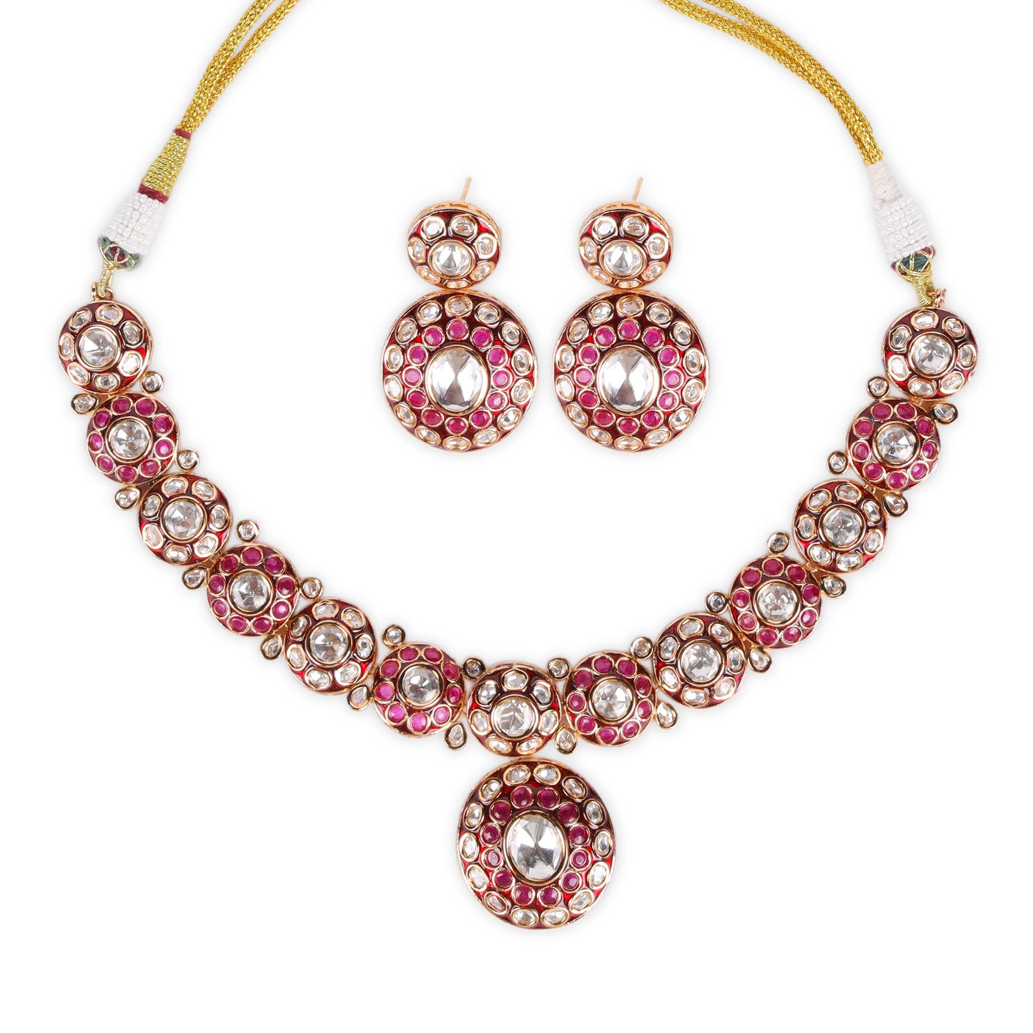 Meenkari-Style Masterpieces: Kundan-Back Setting with Ruby Stones made in brass metal
