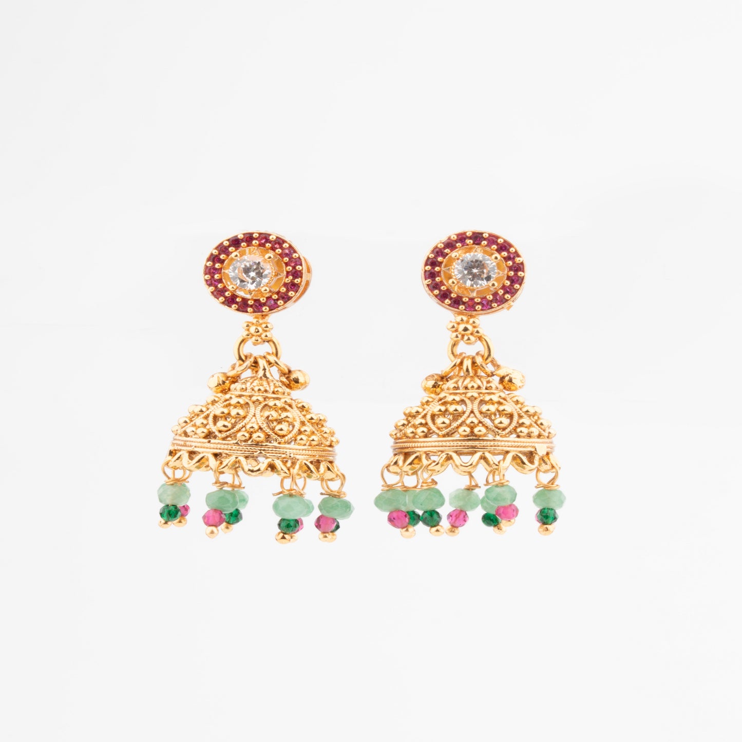 Heritage Bandai Chandan Haar Style Necklace Set in Rajwadi Gold Polish adorned with Baguette stones, American Diamonds