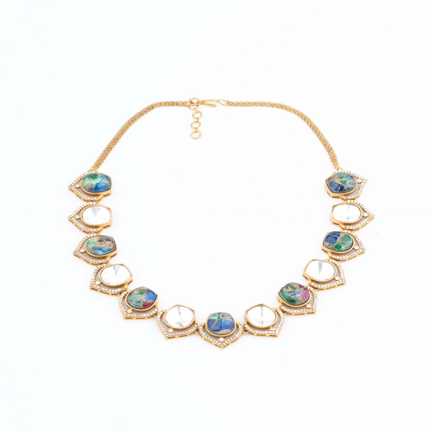 Indo western style handcrafted Kundan & Marble Stone Jewelry Set with American Diamonds