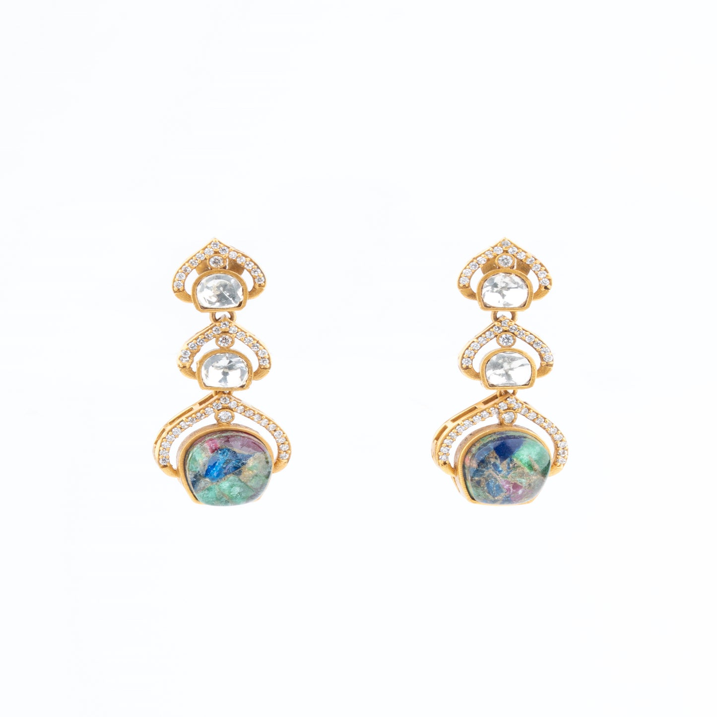 Indo western style handcrafted Kundan & Marble Stone Jewelry Set with American Diamonds