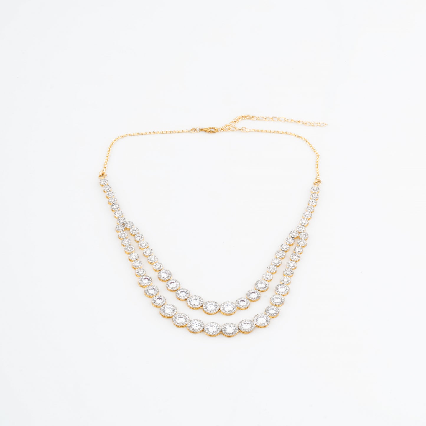 Elegant Two-Layer American Diamond Necklace Set