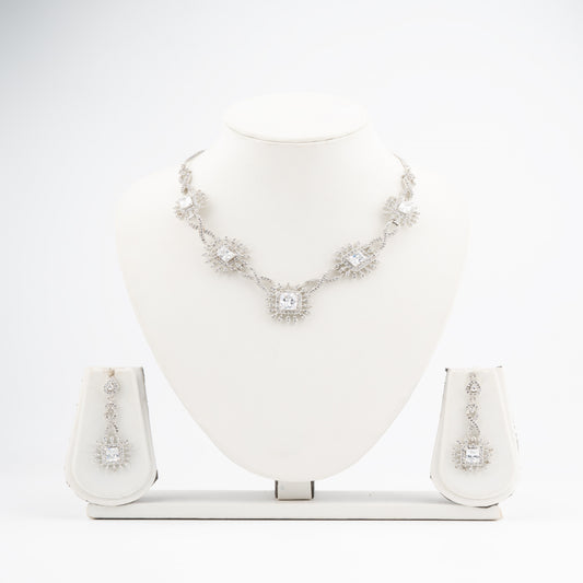 Sunburst inspired American Diamond necklace Set