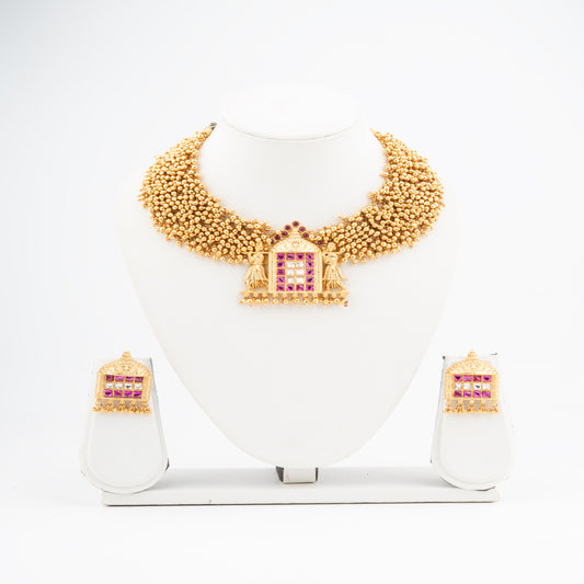 Divya Doli – Temple Treasure Set adorned with Kundan & Ruby stone