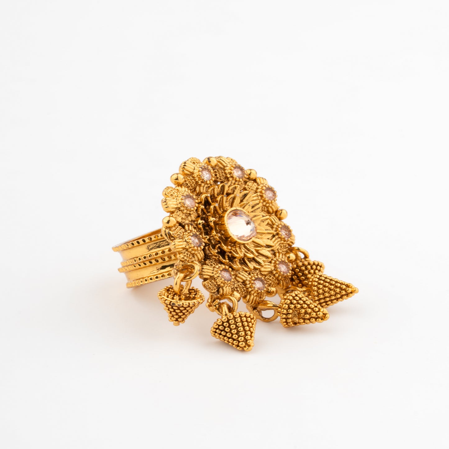 Timeless Heritage Ring with Vilandi Kundan & Golden Danglers