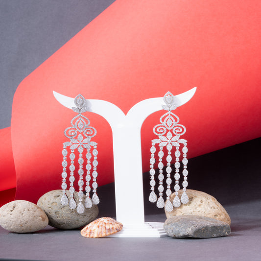 Bollywood inspired Glamorous Long American Diamond Danglers