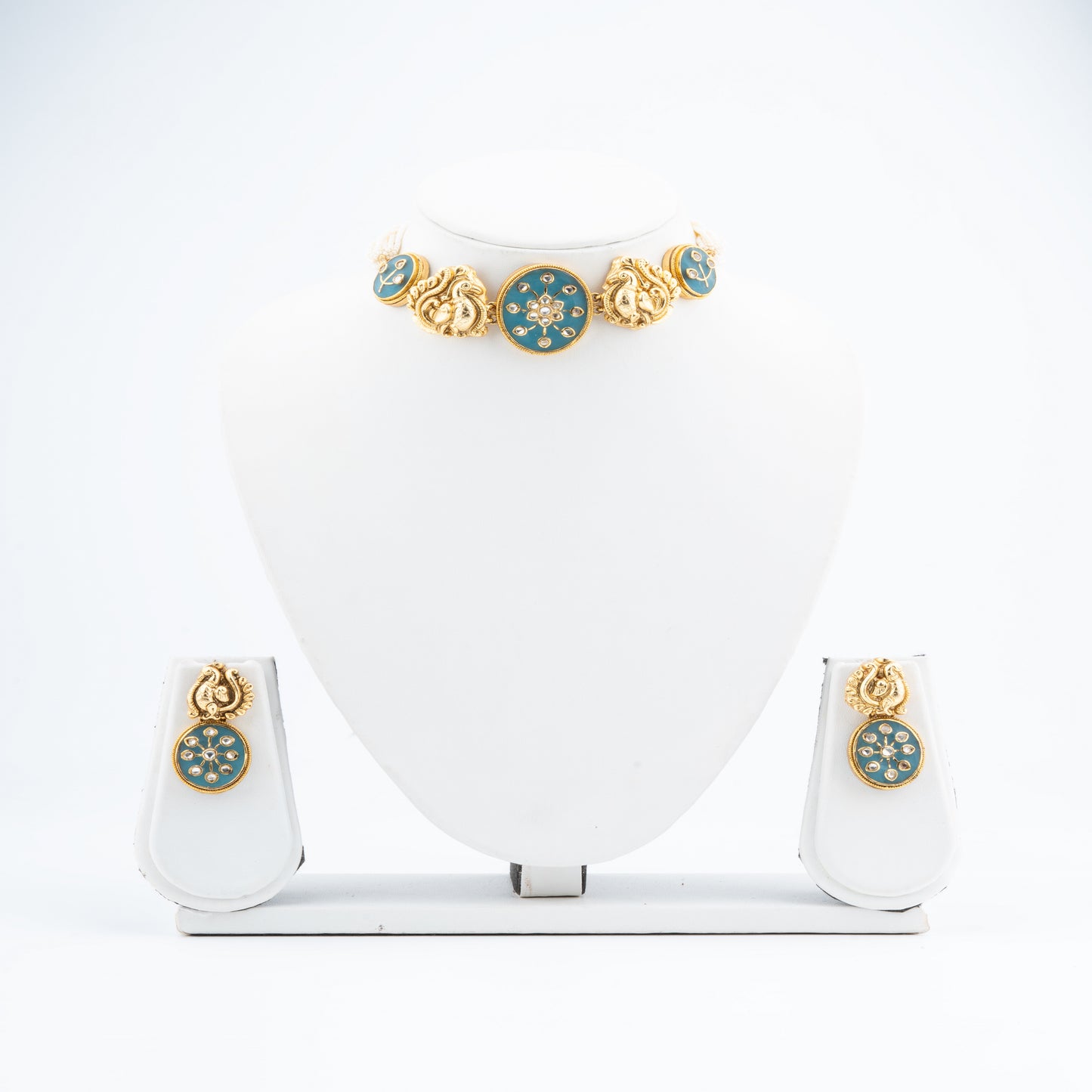 Peacock Motif Bandai Choker set with Kundan and Lac Work Rajasthani-inspired design
