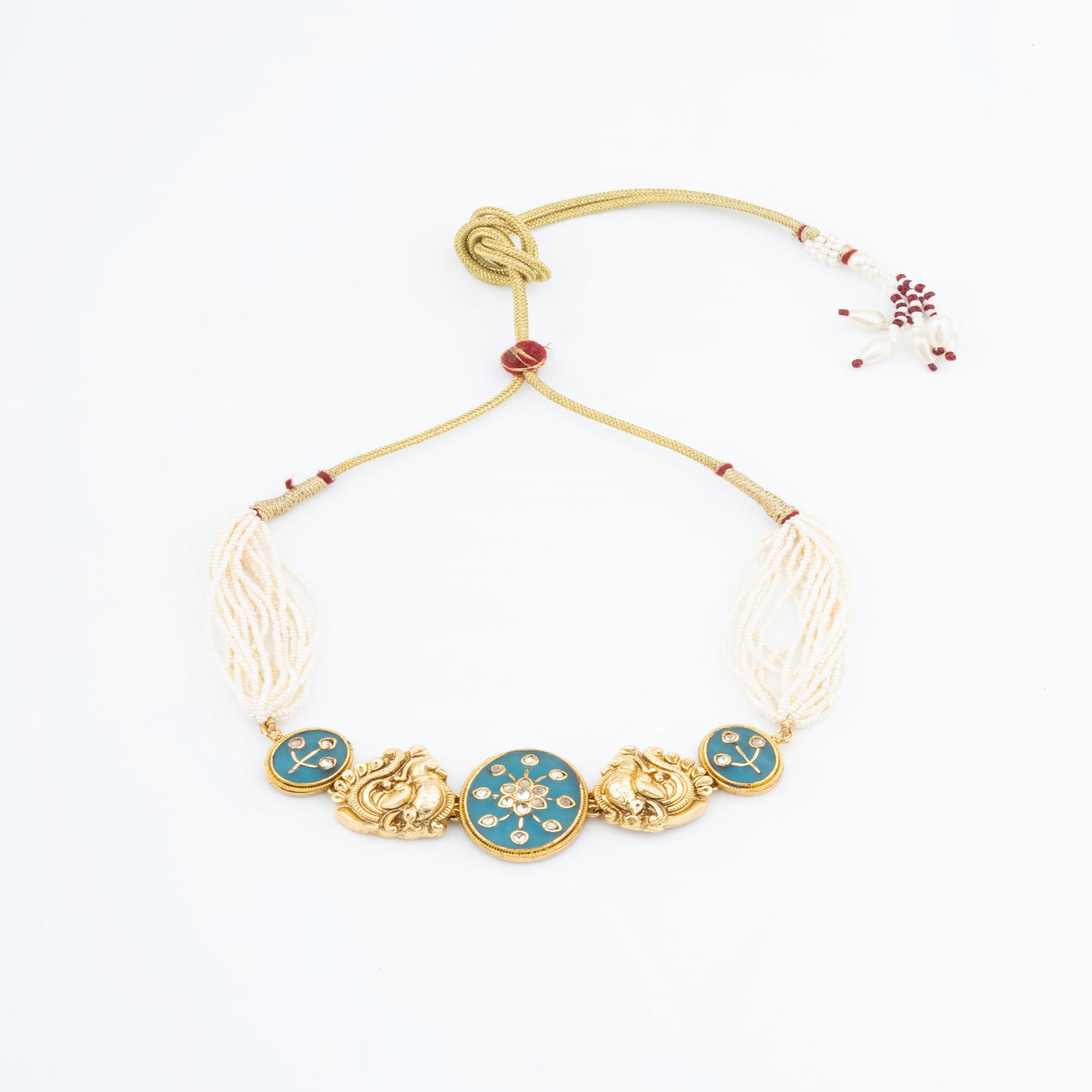 Peacock Motif Bandai Choker set with Kundan and Lac Work Rajasthani-inspired design
