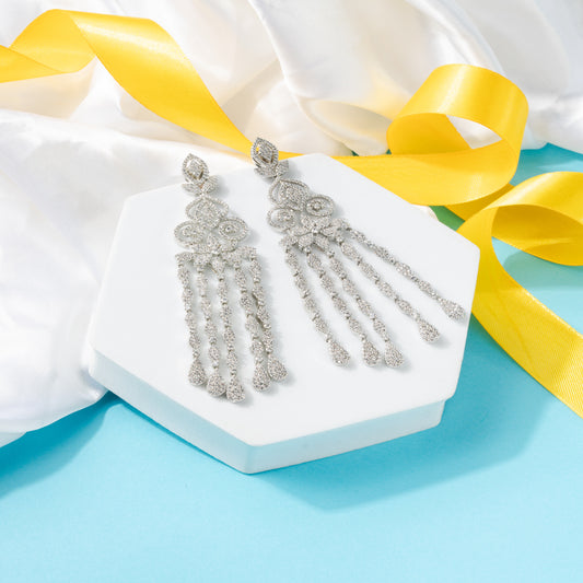 Bollywood inspired Glamorous Long American Diamond Danglers