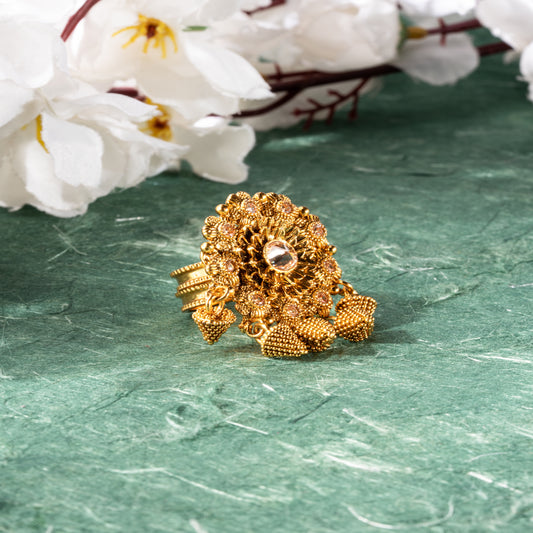 Timeless Heritage Ring with Vilandi Kundan & Golden Danglers